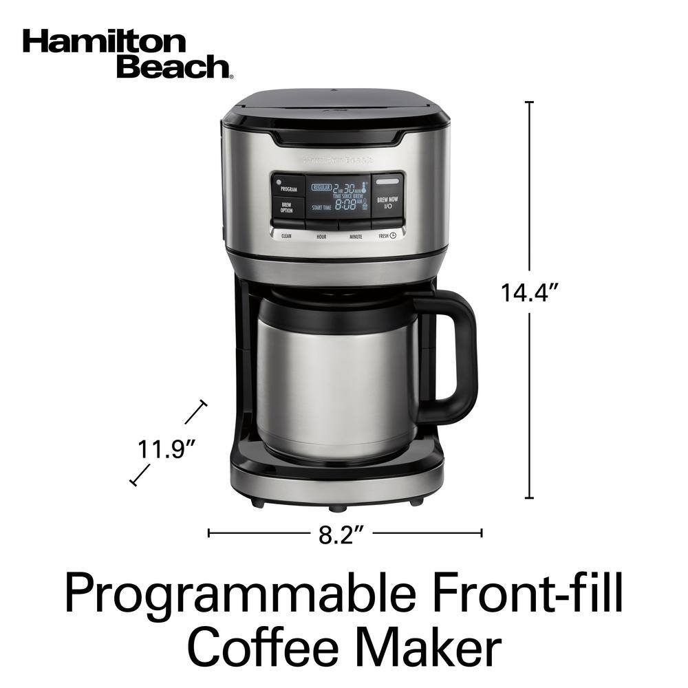 Front-Fill 12 Cup Programmable Coffee Maker with Thermal Carafe Stainless Steel Accents - Thumbnail 5