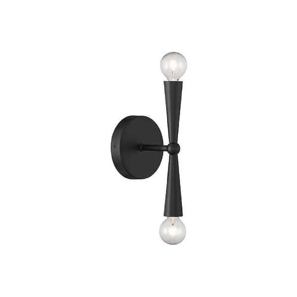 Savoy House Meridian 4.75 in. W x 10 in. H 2-Light Matte Black Contemporary Wall Sconce