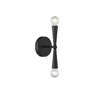 4.75 in. W x 10 in. H 2-Light Matte Black Contemporary Wall Sconce