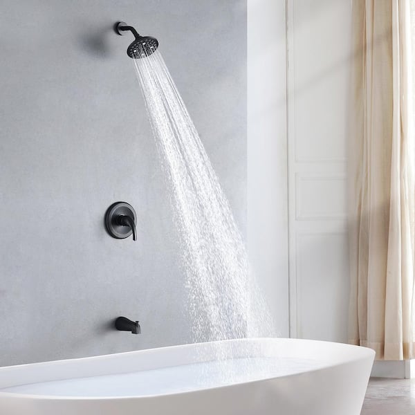 Single-Handle 5-Spray Tub and Shower Faucet in Matte Black (Valve Included)