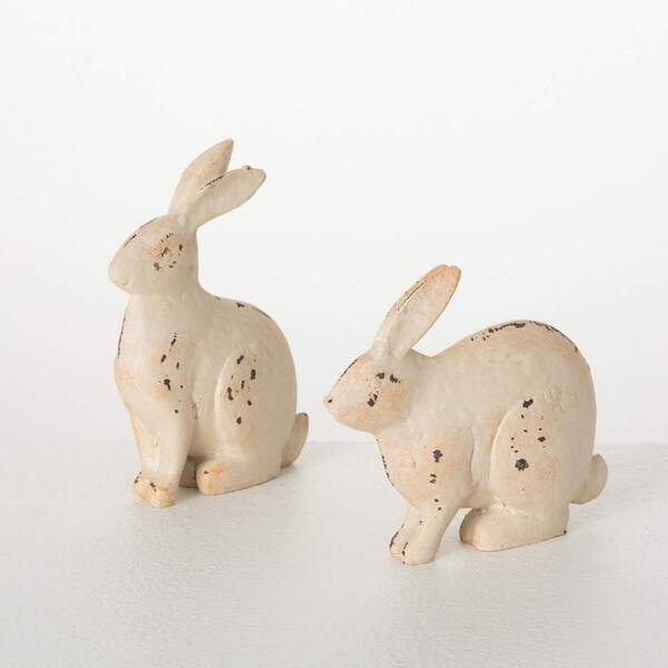 SULLIVANS 5 in. And 4 in. Small Rustic Bunny Figurines Set of 2, Resin ...
