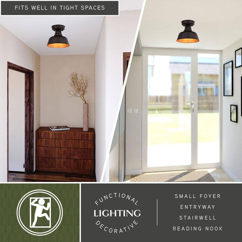Bronze and Gold Farmhouse Indoor/Outdoor LED Ceiling Light