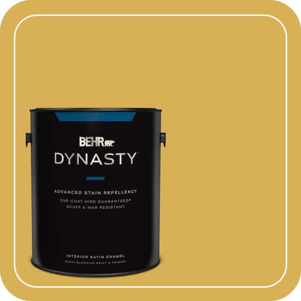 BEHR DYNASTY 1 gal. #370D-6 Golden Cricket Satin Enamel Interior Stain-Blocking Paint & Primer
