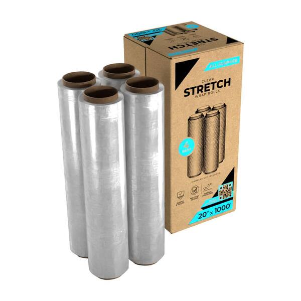 PackageZoom Heavy Duty Stretch Wrap - 4 Rolls 18x1500 Ft 55 Gauge Industrial Pallet Wrap
