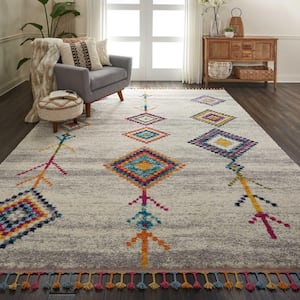 Moroccan Casbah Cream/Grey 7 ft. x 10 ft. Moroccan Transitional Area Rug