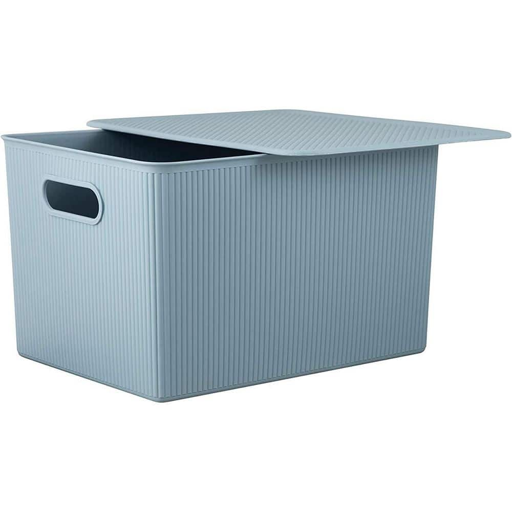 Superio 22 L Ribbed Storage Bin - Stone Blue