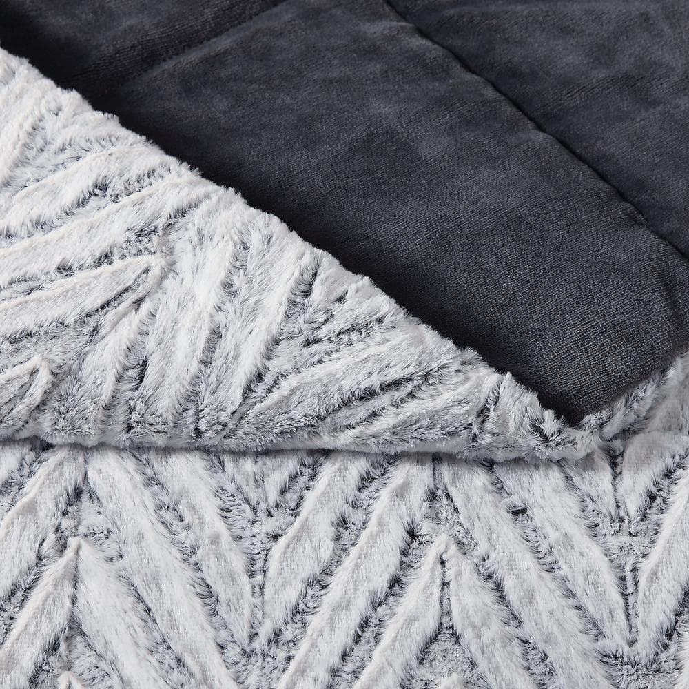 Gray Chevron Faux Fur Luxury Throw Blanket 60" x 70"