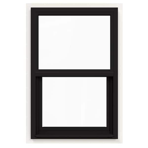 JELD-WEN 24 in. x 36 in. V-4500 Series Black Exterior/White Interior FiniShield Single-Hung Vinyl Window w/Fiberglass Mesh Screen