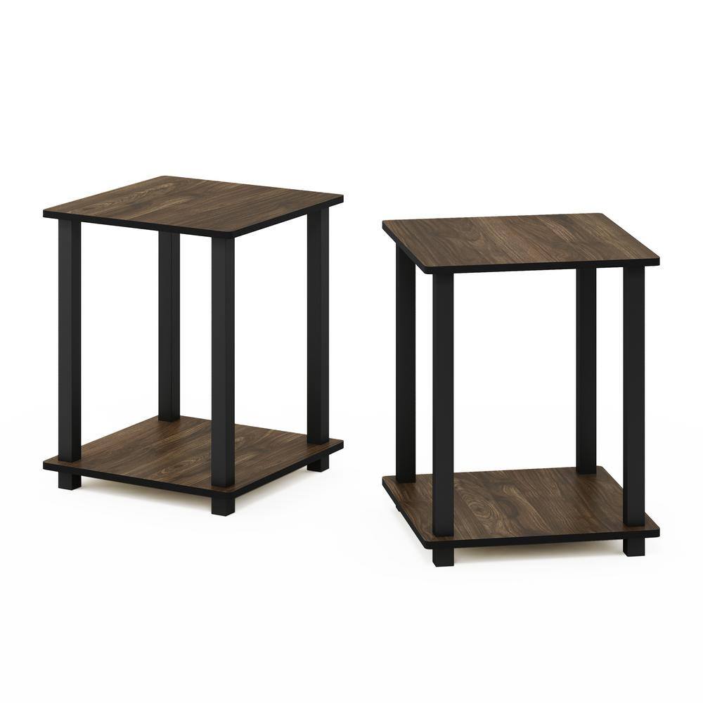 Furinno Simplistic 15.6 in. Columbia Walnut/Black Square Wood End Table (2Pack) 12127CWN/BK