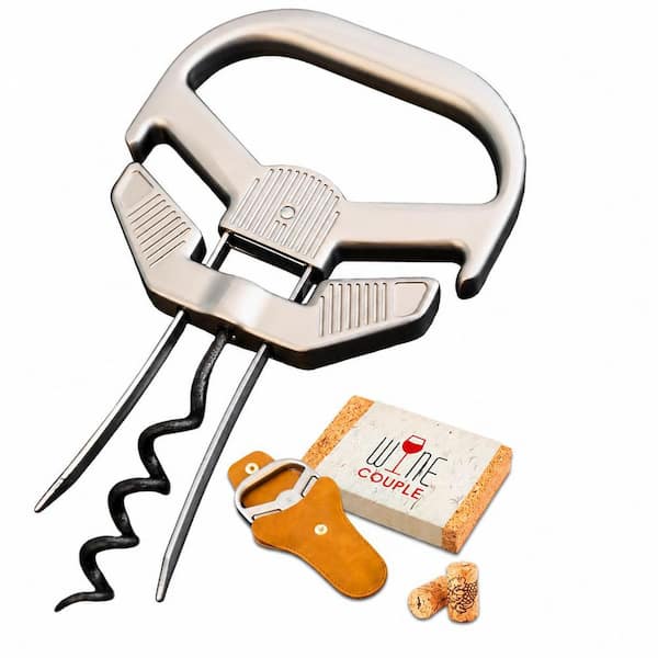Classic Ah So Two-Prong Wine Cork Puller with Portable Leather Case for Vintage Bottles and Old Corks