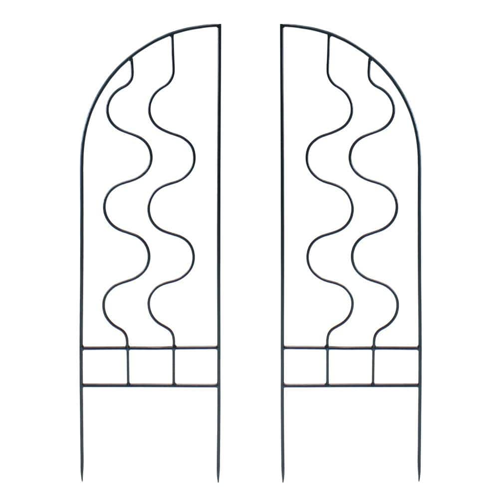 Black Wrought Iron Garden Trellis Side Panels Set