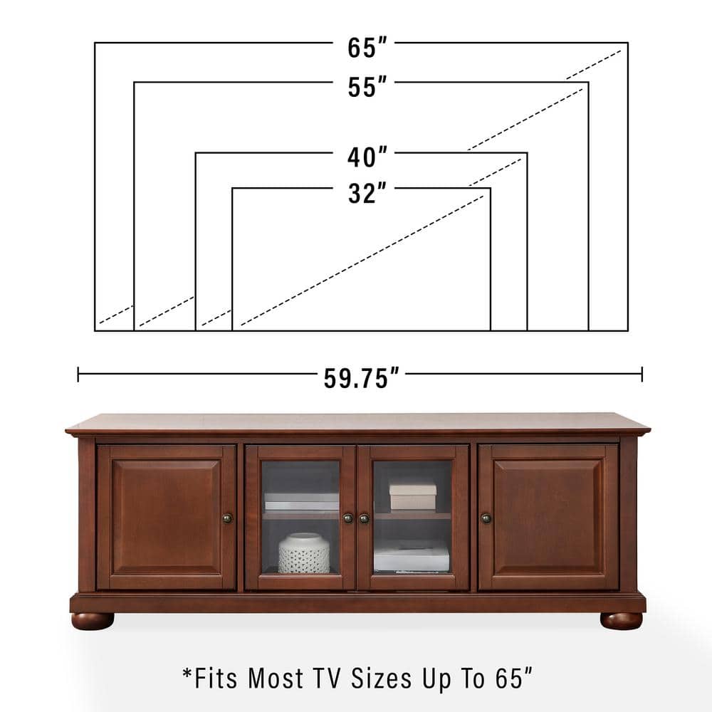 Vintage Mahogany 60" Low Profile TV Stand with Cabinet