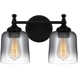 Jenson 13.75 in. 2-Light Matte Black Vanity Light