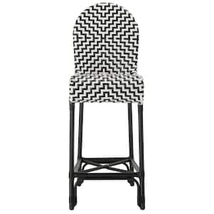 Tilden Black/White Wicker Outdoor Bar Stool