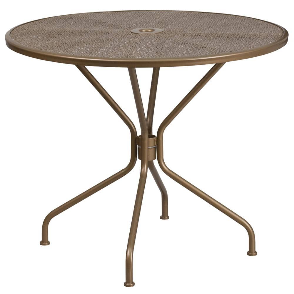 Carnegy Avenue Gold Round Metal Outdoor Bistro Table CGAXU178182GO