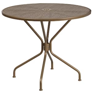 Gold Round Metal Outdoor Bistro Table