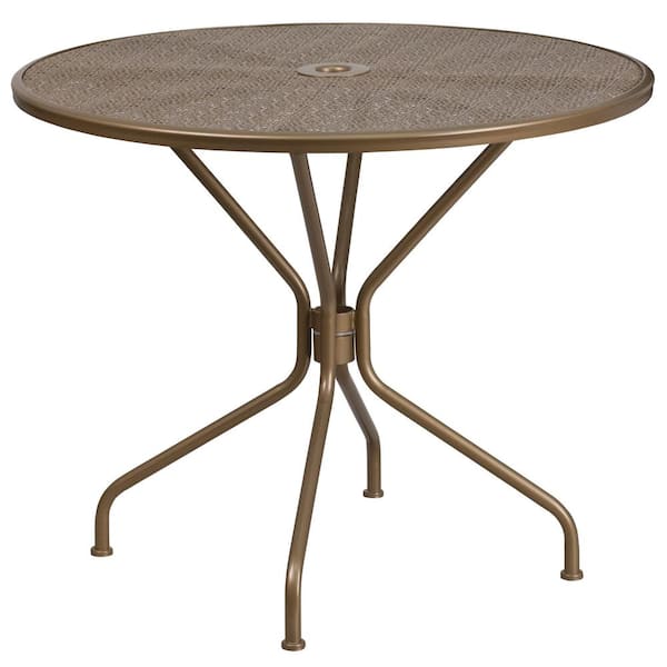 Carnegy Avenue Gold Round Metal Outdoor Bistro Table