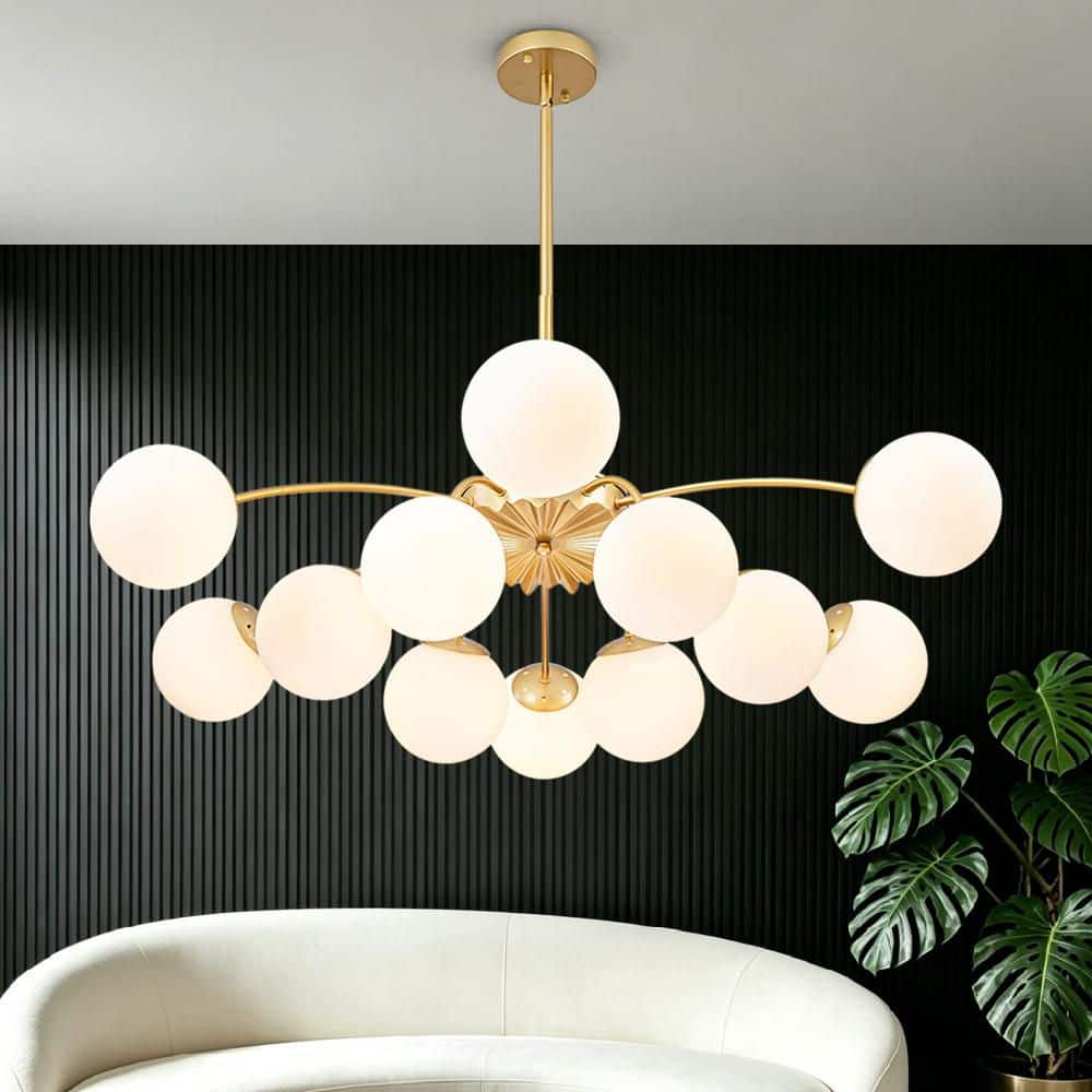 DDクロウ　北米版　スターライト HUOKU Ceder 12-Light 39.4 in.Dia Brass Modern Sputnik Chandelier