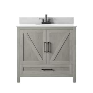 20 in. D x 36 in. W x 38 in. H Rustic Bath Vanity Side Cabinet in Fairfax Oak with White Vanity Top with White Basin