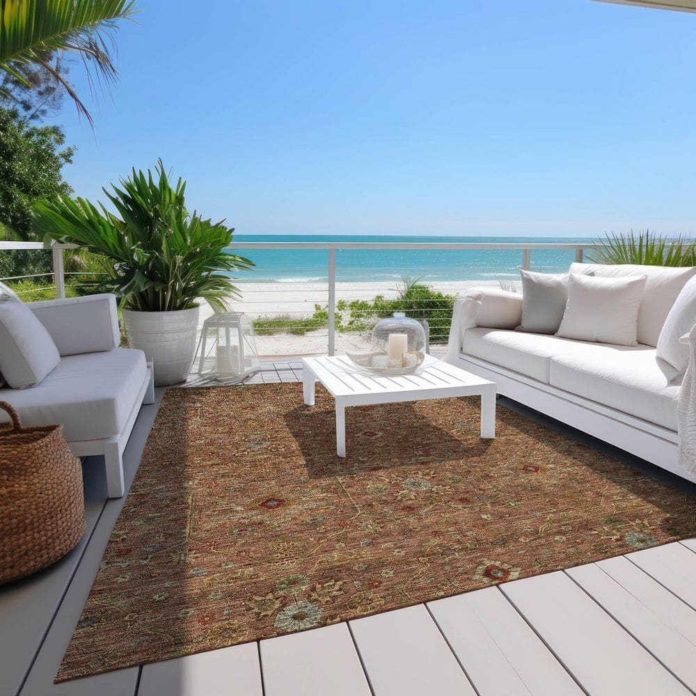Paprika Flat Woven Synthetic Washable Rectangular Rug