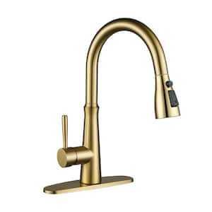 Single-Handle Pull Down Sprayer Kitchen Faucet with Advanced Spray in Gold