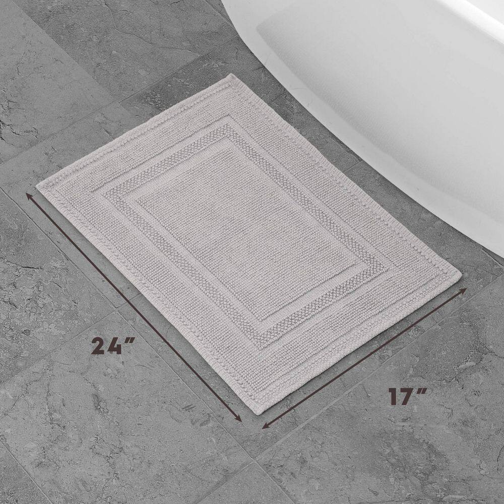 Light Gray Cotton Stonewash Racetrack Bath Rug 17" x 24"