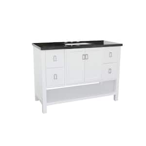 Monterey 49 in. W x 22 in. D Bath Vanity in White with Granite Vanity Top in Black with White Rectangle Basin