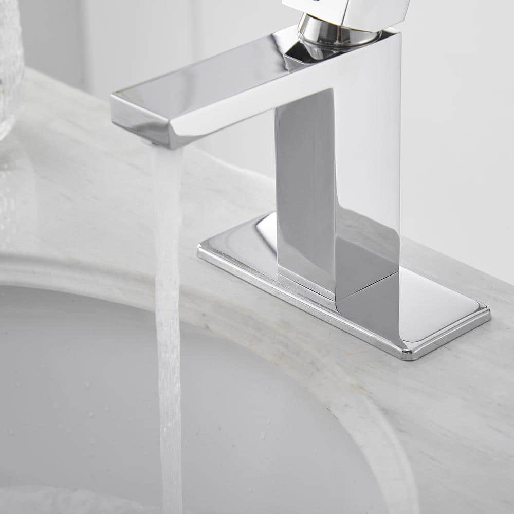 Polished Chrome Single Handle Low-Arc Bathroom Faucet