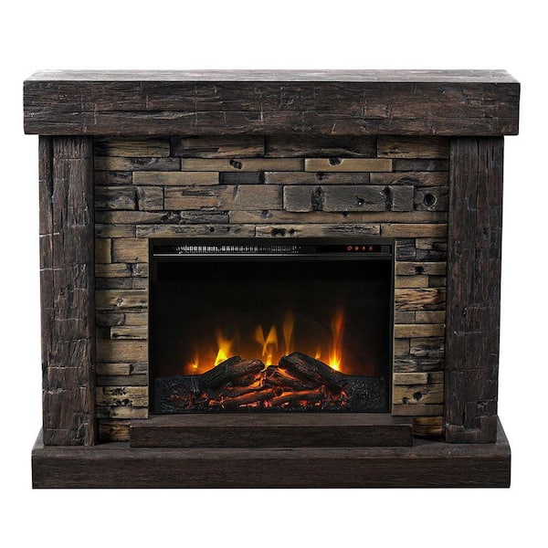 45 in. Freestanding Electric Fireplace in Brown