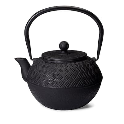 4-Cups Tetsubin Teapot Matte Black Cast Iron "Ocha" Tea Set 40 oz. with 4 in. 4 oz. Teacups