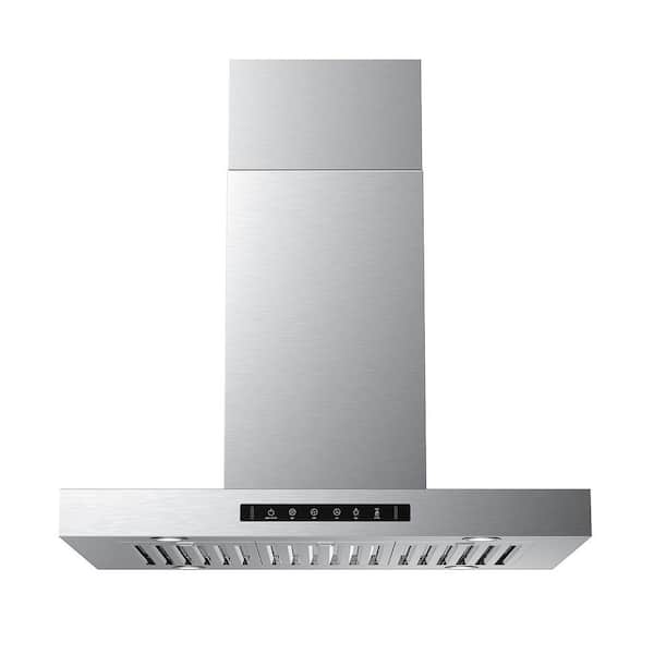 VIKIO PRO 36 in. 600 CFM Ductless Island Range Hood in Stainless
