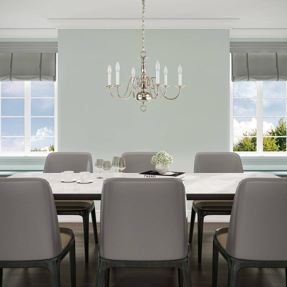 Williamsburgh Polished Nickel 6-Light Traditional Chain Chandelier