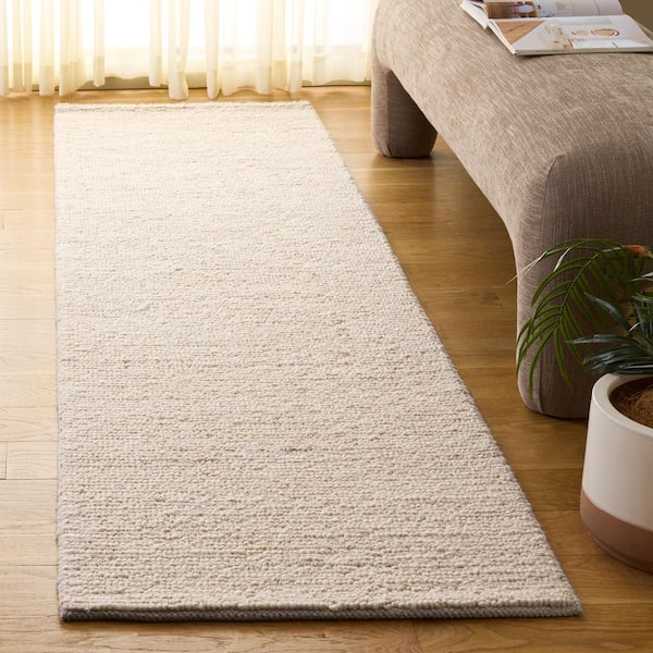 Natura 2 ft. x 8 ft. Ivory Modern Solid Color Runner Rug