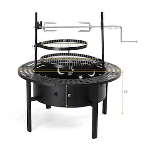 33.5 in. W Portable Charcoal Grill in Black with Rotisserie and Dual Grilling Racks
