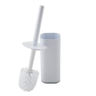 Acrylic Cylinder Plastic Toilet Brush Set in White