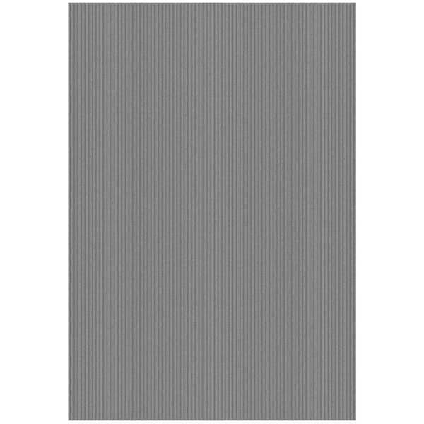 Ottomanson Lifesaver Scrape Rib Non-Slip Custom Cut Long Hallway Runner Rug, 6 ft. 6 in. x 8 ft. Gray Polyester Garage Flooring