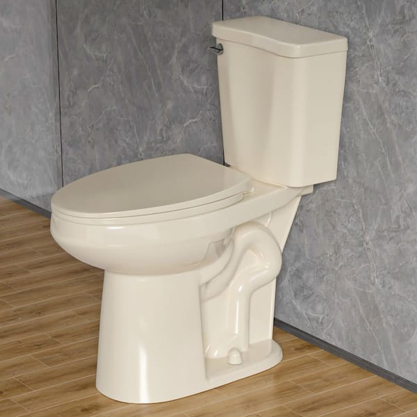WetBase Extra Tall 21 in. 2-Piece Toilet 1.0/1.28 GPF Tornado Dual Flush Elongated Raised Toilet in Bone with Soft Close Seat