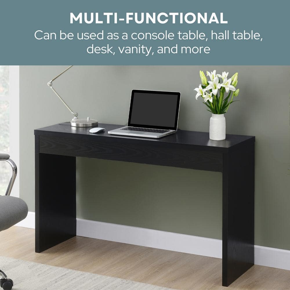 Sleek Black Wood Finish Narrow Console Table 48"x28"