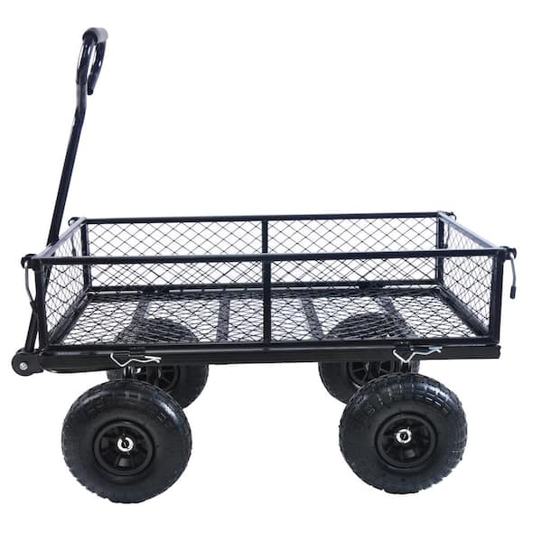 Unbranded Outdoor Black Patio Serving Cart, Wagon Cart Garden Cart Truck for Firewood