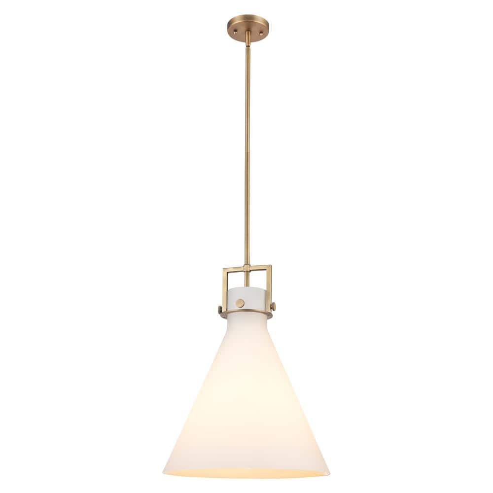 Newton Cone 100-Watt 1-Light Brushed Brass Shaded Mini Pendant Light with Painted Glass Shade price history on PriceWatchPro
