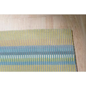 10 ft x 14 ft. Green Elegant and Durable Hand Knotted Luxurious Contemporary Flat Weave Striped Rectangle Wool Area Rugs