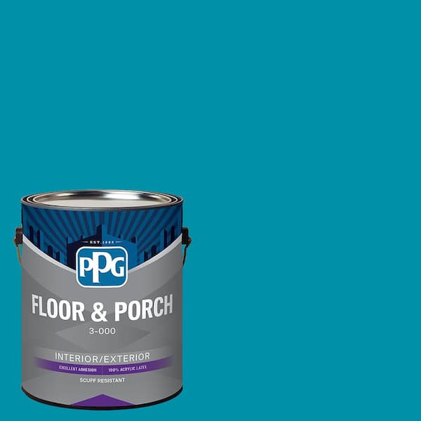 PPG 1 gal. PPG1236-7 Mediterranean Blue Satin Interior/Exterior Floor and Porch Paint