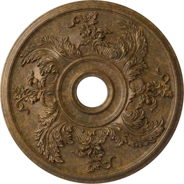 Ekena Millwork 1-7/8 in. x 23-5/8 in. x 23-5/8 in. Polyurethane Acanthus Twist Ceiling Medallion, Rubbed Bronze