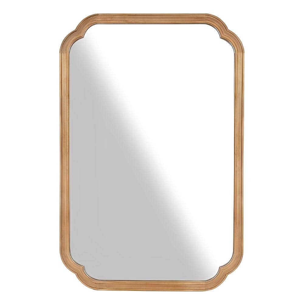 WallBeyond 24 in. W x 36 in. H Medium Natural Pine Wood Wall Mirror - French Country 343302