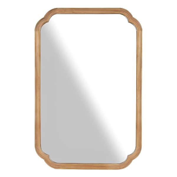 24 in. W x 36 in. H Medium Natural Pine Wood Wall Mirror - French Country