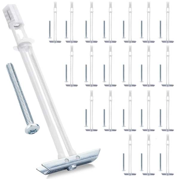 NVNOO Heavy Duty Stainless Steel Drywall Anchors Kit with Bolts for 1/4 in. 20 Fastener Size for TV Mounting, White (22-Pack)