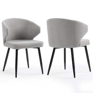 Bard Gray Fabric Dining Chair with Black Iron Legs Set of 2