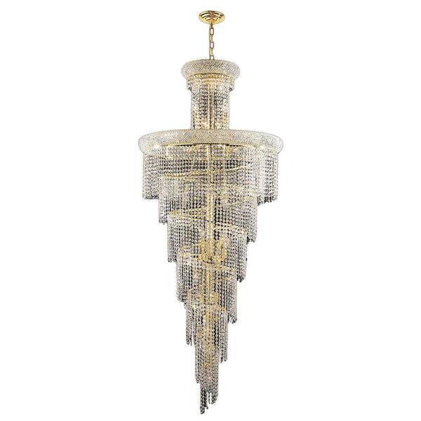 Worldwide Lighting Empire Collection 28-Light Polished Gold and Crystal Chandelier