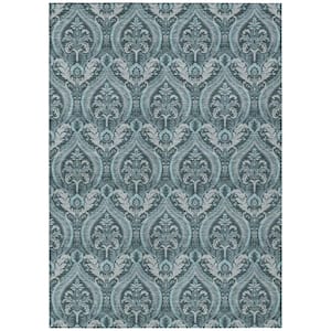 Teal 5 ft. x 8 ft. Woven Trellis Rectangle Indoor/Outdoor Area Rug