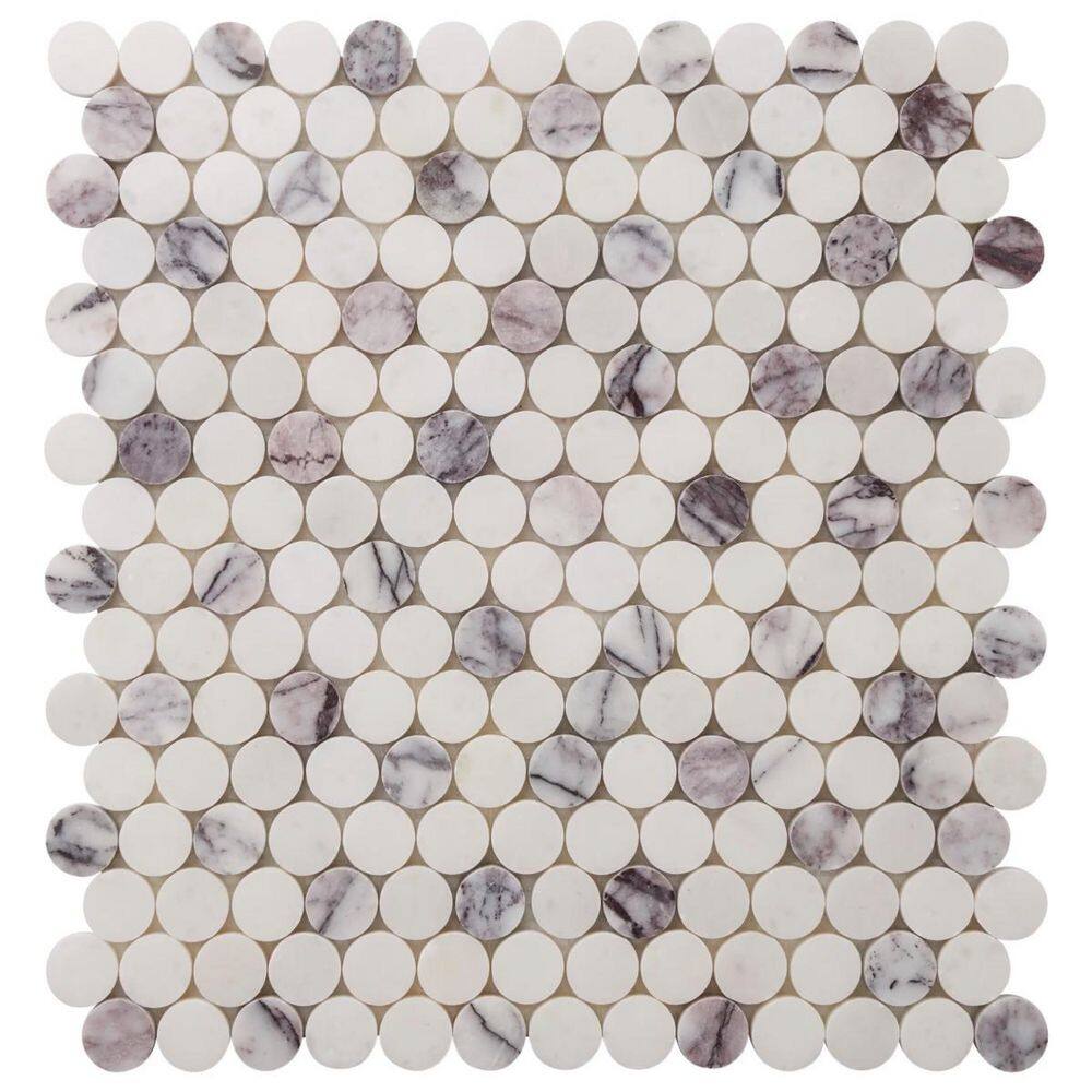 Etherea Lilac 2.6 in. x 0.37 in. Penny Round Polished Marble Mosaic Floor and Wall Tile Sample price history on PriceWatchPro